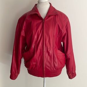 Vintage 80’s Greg Bell Red Leather Jacket